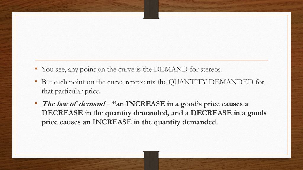You see, any point on the curve is the DEMAND for stereos.