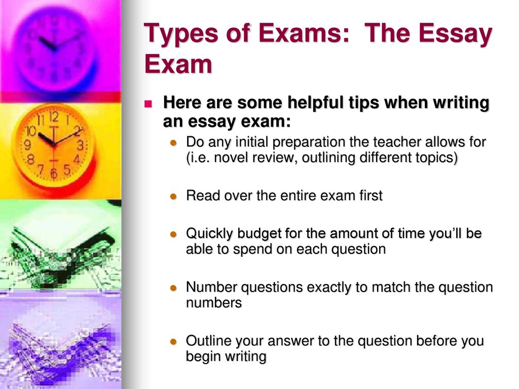 Types of exams. Types of examination. Types of essays. University Exam Types.
