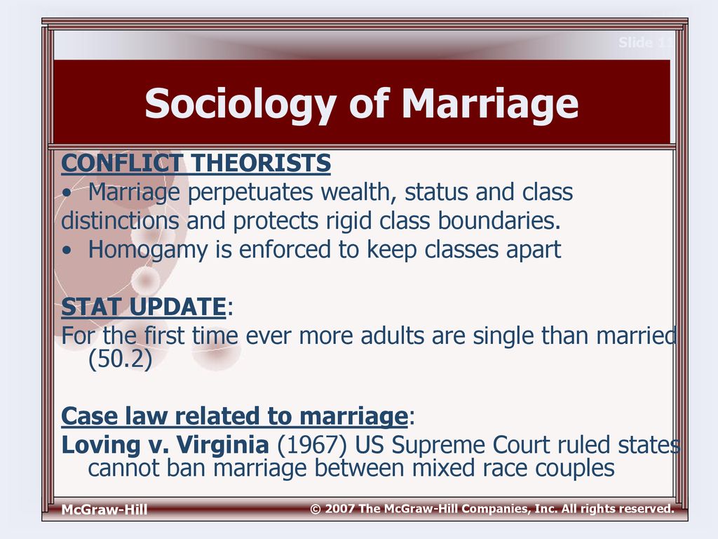 Sociology of Marriage CONFLICT THEORISTS