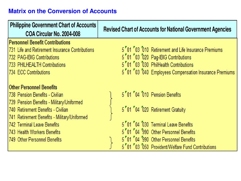 Revised Chart Of Accounts For National Government Agencies
