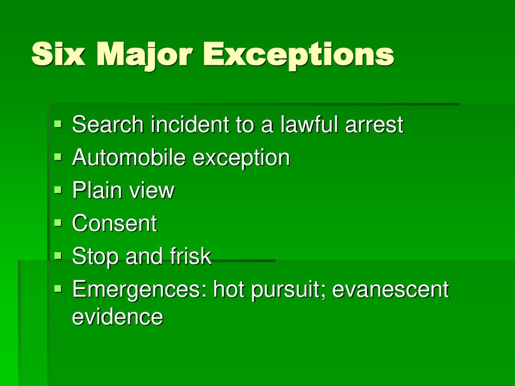 Exceptions to the Warrant Requirement ppt download