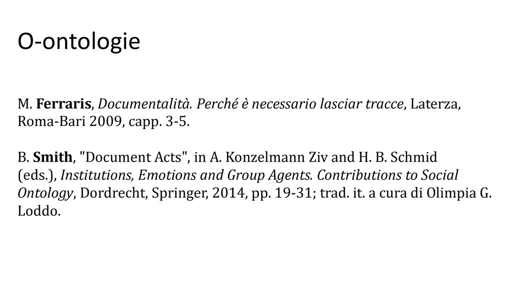 Ontologia Sociale Una Bibliografia Ppt Download