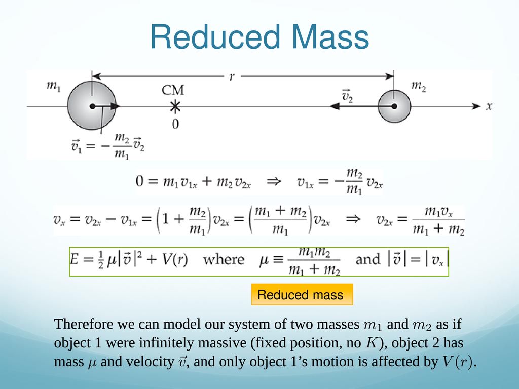 PHYSICS 197 Section 1 Chapter C9 Potential Energy Graphs Ppt Download reduced-mass-derivations-two-2-limiting-cases-derivation-youtube