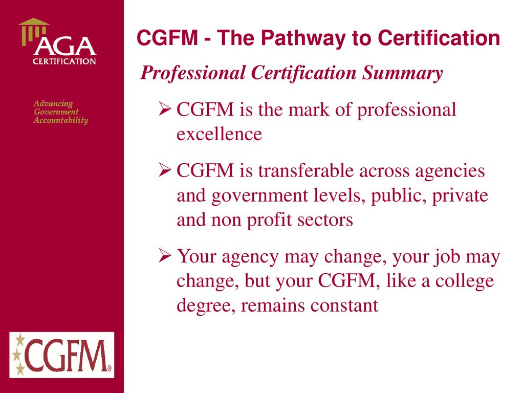 CGFM - The Pathway to Certification