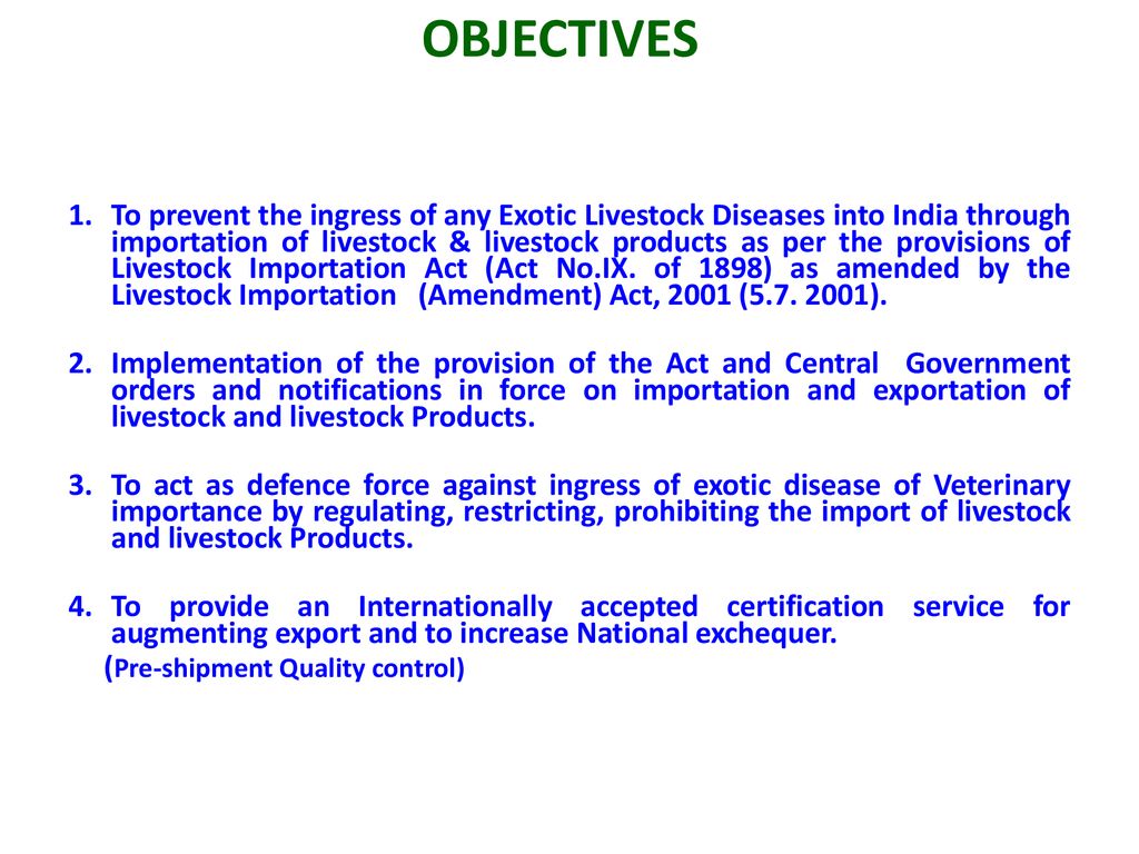 GOVERNMENT OF INDIA Animal Quarantine & Certification Services - ppt  download