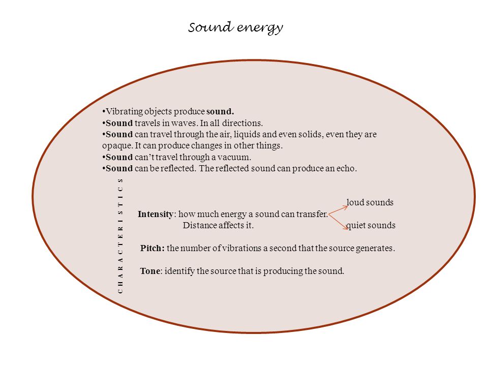 Sound energy Vibrating objects produce sound.