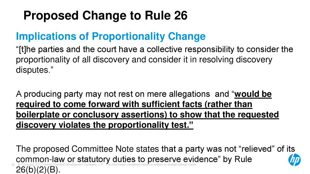 Proposed Change to Rule 26