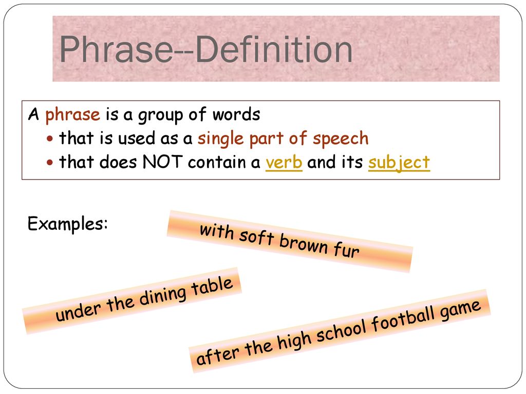 Page phrase. Phrase and Definition. Phrase examples. What is phrase. Subject phrase.
