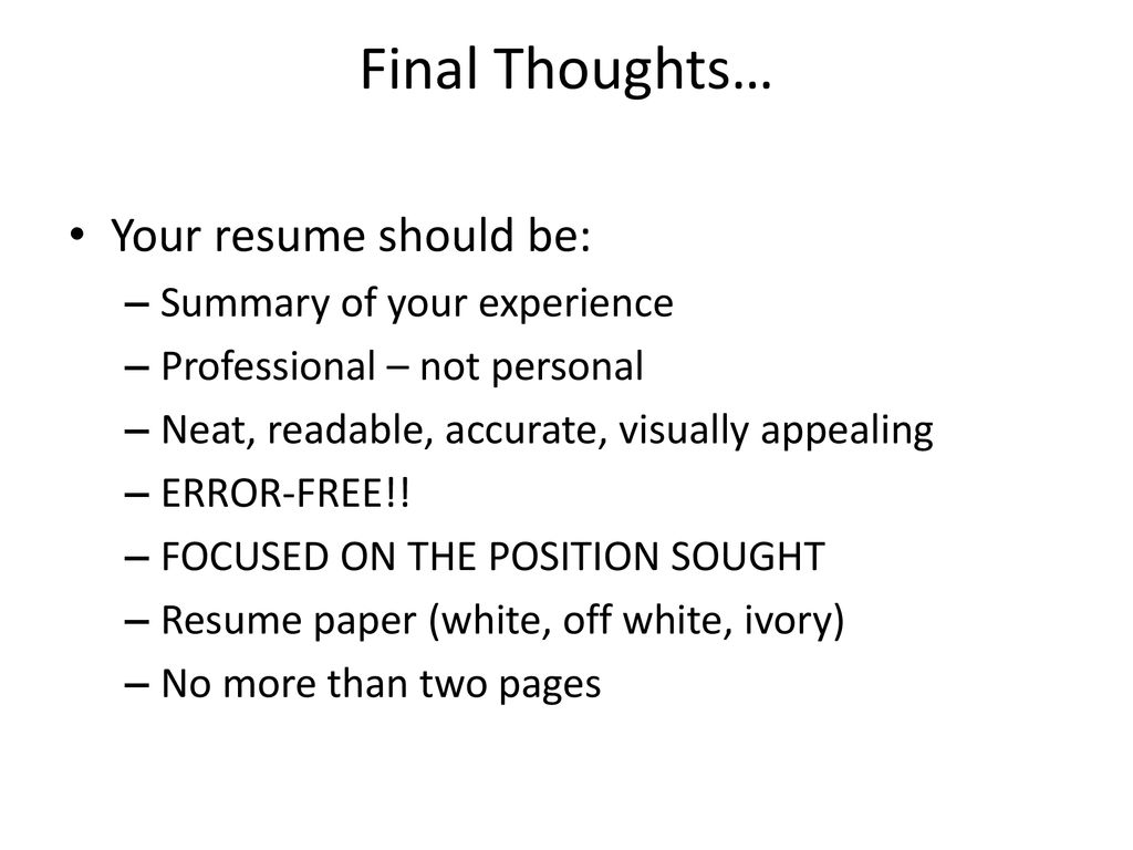 Elements of an Effective Resume - ppt download