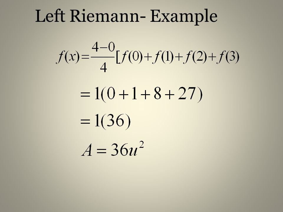 Left Riemann- Example