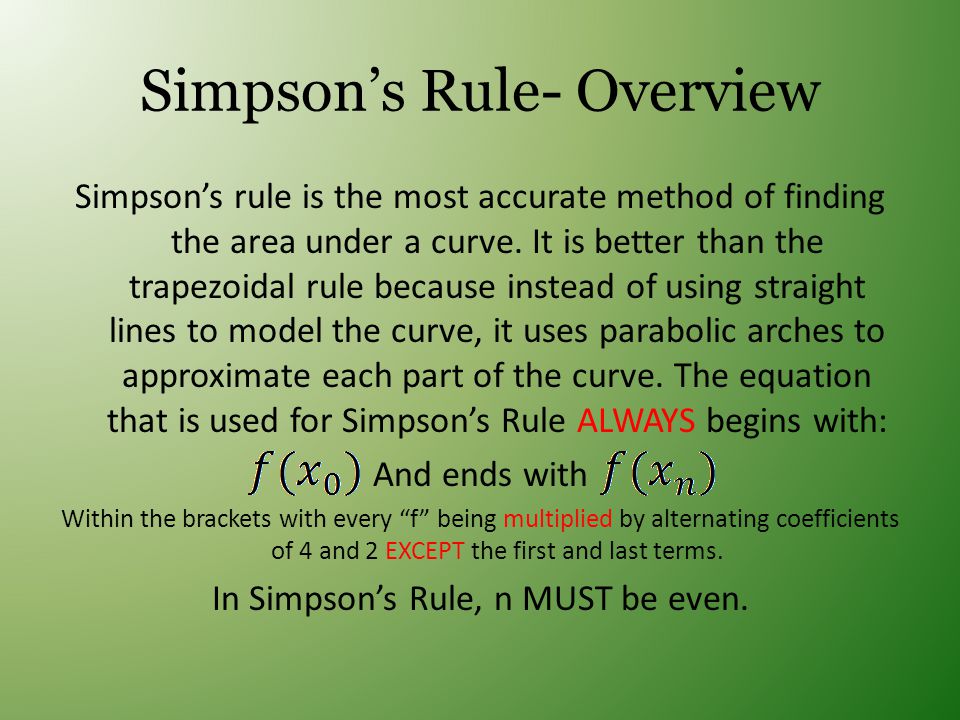 Simpson’s Rule- Overview