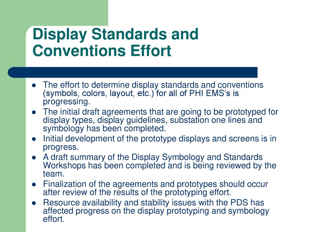 Display Standards and Conventions Effort