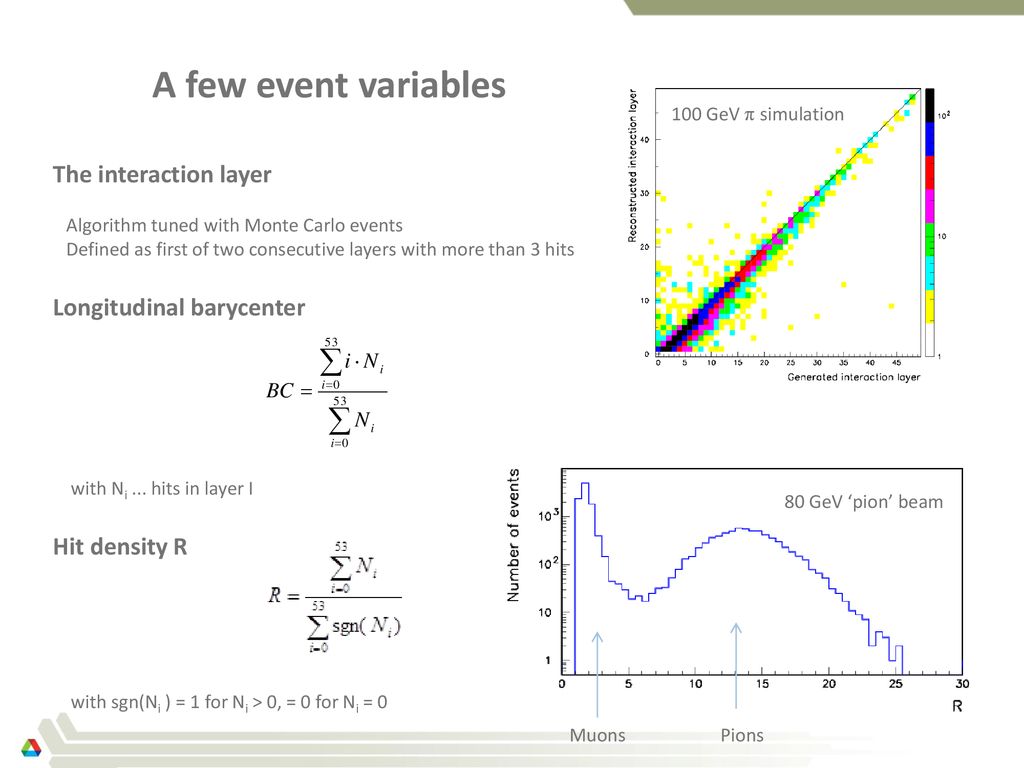 A few event variables The interaction layer Longitudinal barycenter