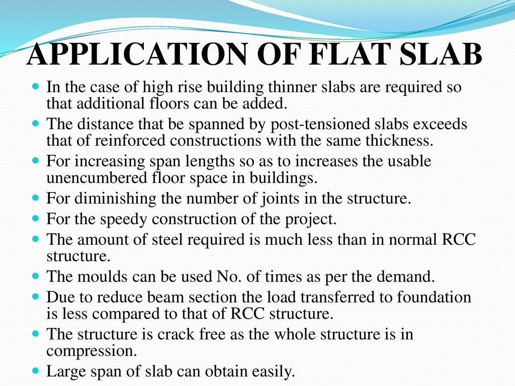 APPLICATION OF FLAT SLAB
