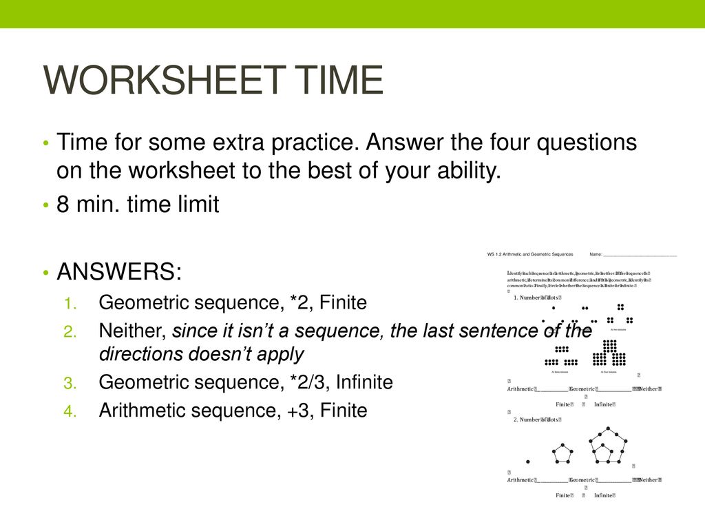 Arithmetic & Geometric Sequences - ppt download In Geometric Sequence Practice Worksheet