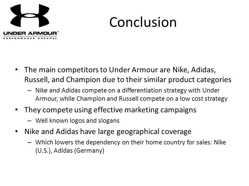under armour main competitors