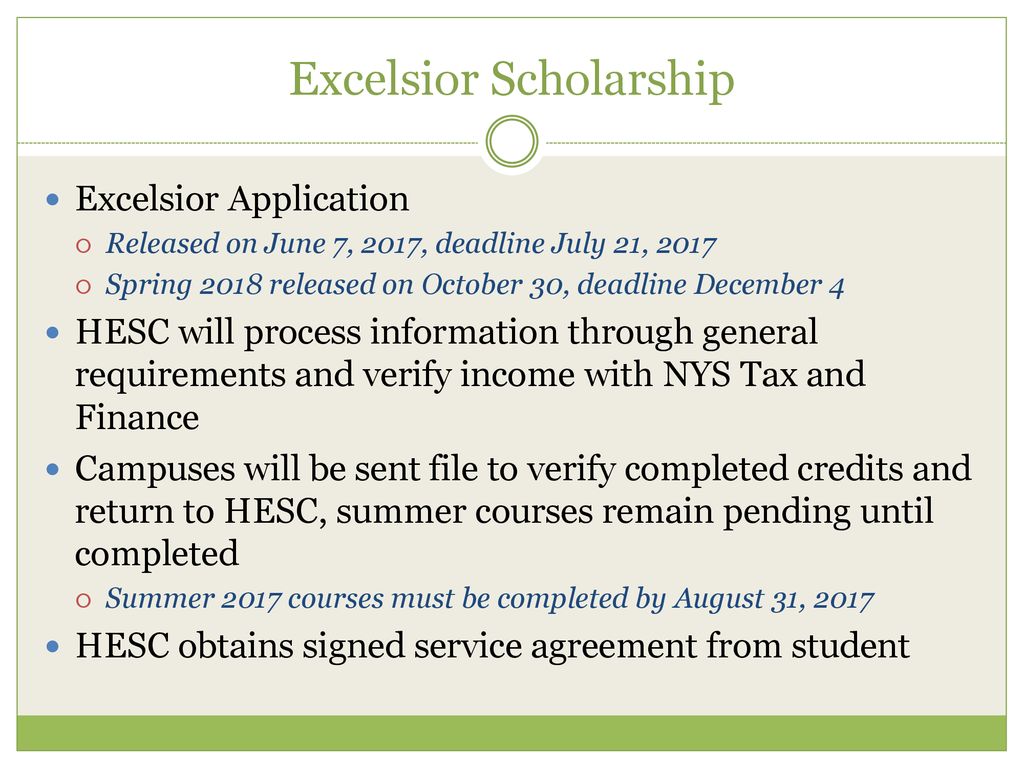 Excelsior Scholarship Program - ppt download