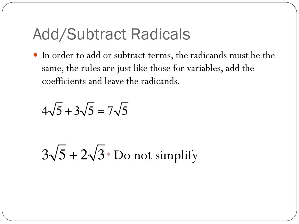 Simplifying radicals ppt download