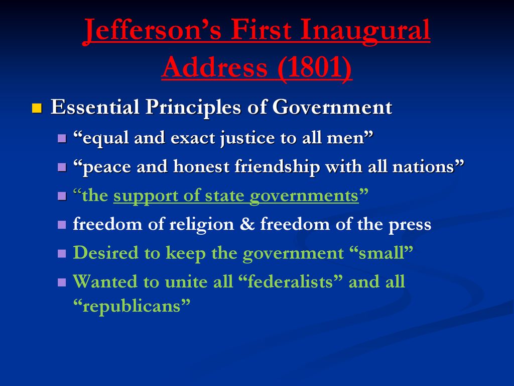 jeffersons first inaugural address