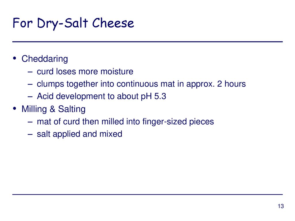 For Dry-Salt Cheese Cheddaring Milling & Salting