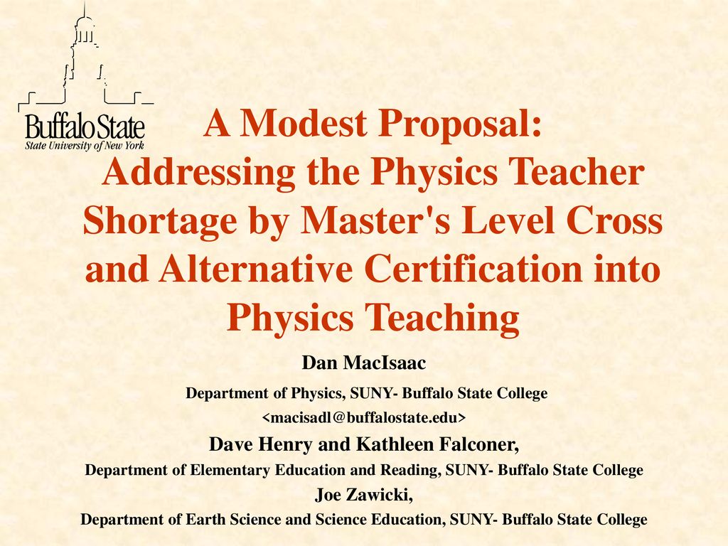 A Modest Proposal Addressing The Physics Teacher Shortage