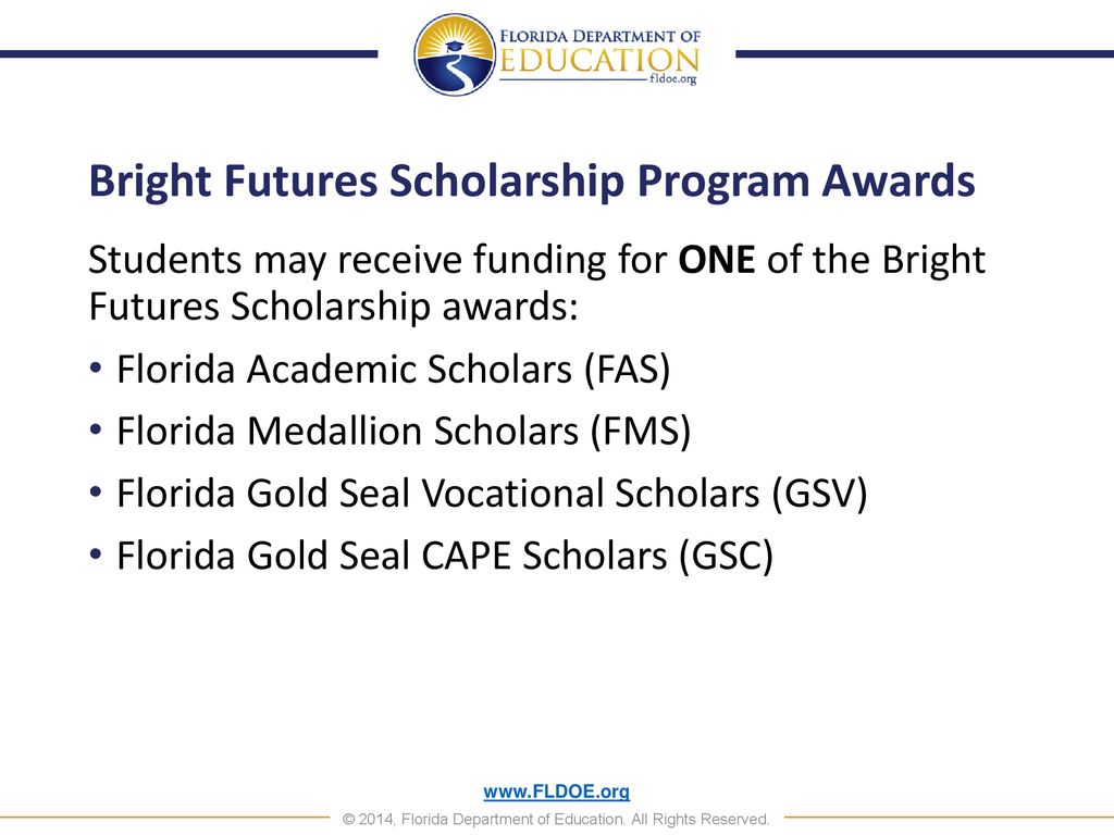 Bright futures scholarship program initial eligibility ppt download