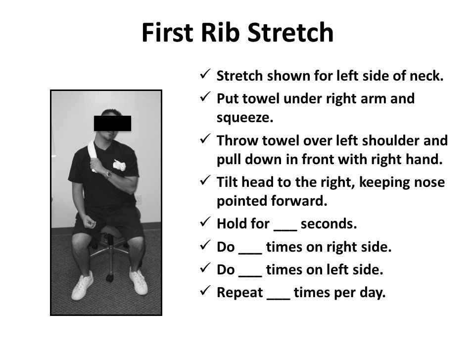 First Rib Stretch Stretch shown for left side of neck.