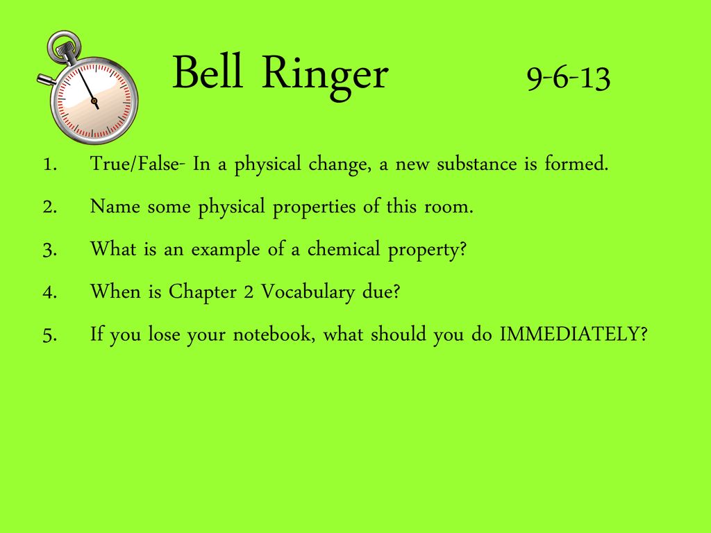 Bell Ringer True False In A Physical Change A New Substance Is Formed bell-ringer-true-false-in-a-physical-change-a-new-substance-is-formed