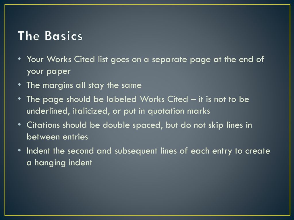 MLA Works Cited OWL Purdue. ppt download