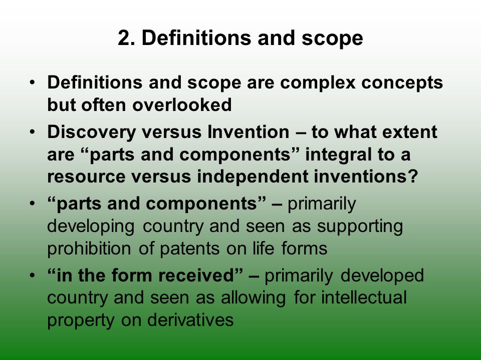 2. Definitions and scope Definitions and scope are complex concepts but often overlooked.