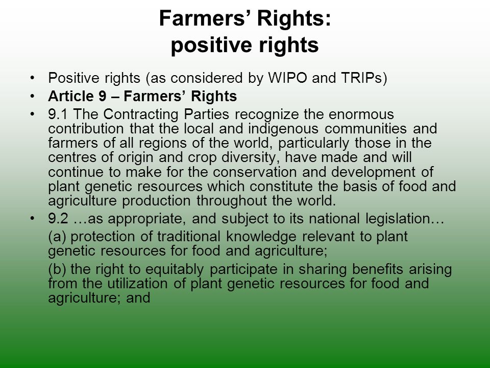 Farmers’ Rights: positive rights