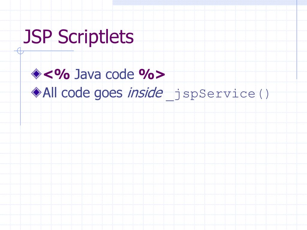JSP Scriptlets <% Java code %>