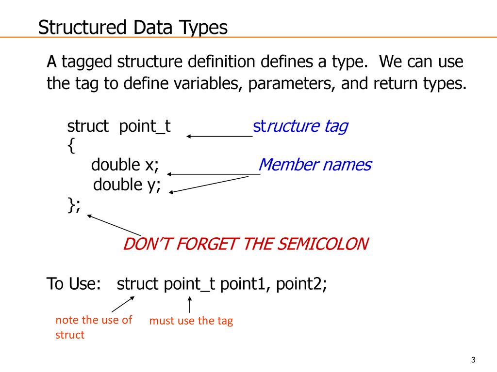 structured data types a structure can be used to combine data of
