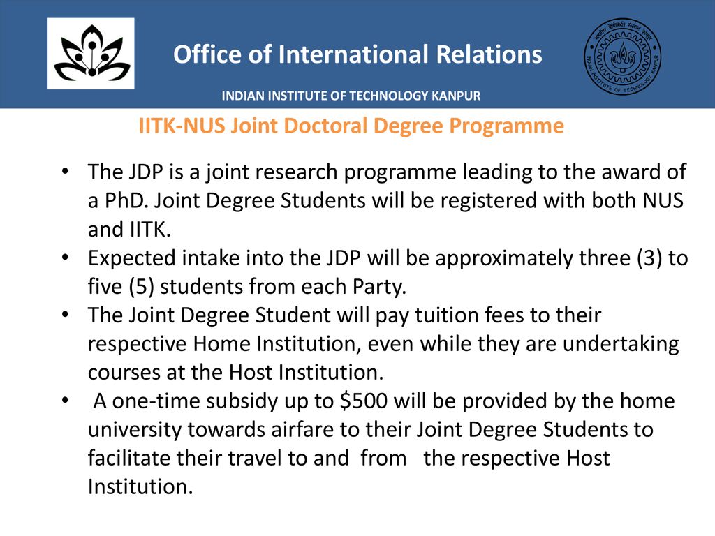 Dual PhD Degree Program with the Indian Institute of Technology Kanpur