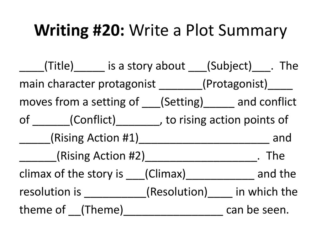 A plot summary is important because it highlights specific plot points of a  story and analyzes their meaning. Plot summaries also use literary devices.  - ppt download
