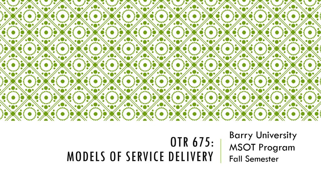 OTr 675: models of service delivery