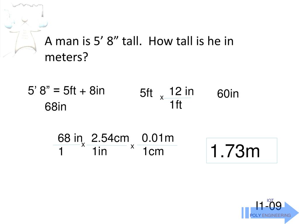 0.61m Drill: Convert 2 ft into meters - 1 ft = 12 inches - ppt download