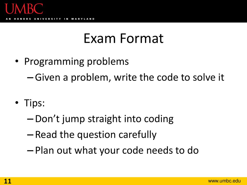 Exam Format Programming problems