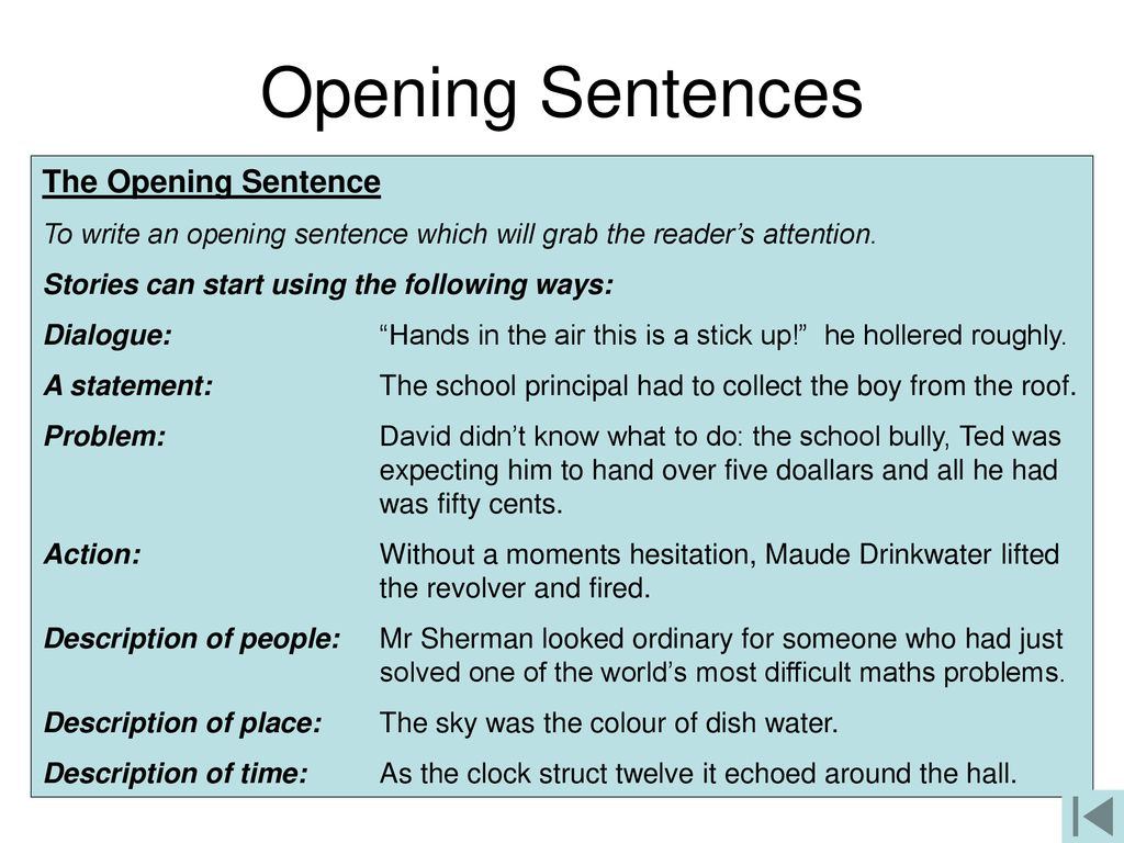 Story Opening Lines Examples Story Opening Lines Examples
