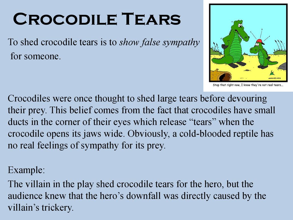 Crocodile Tears Meaning with Real Examples • 7ESL