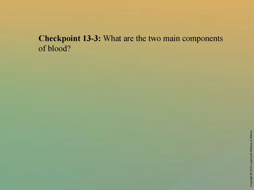 Checkpoint 13-3: What are the two main components of blood