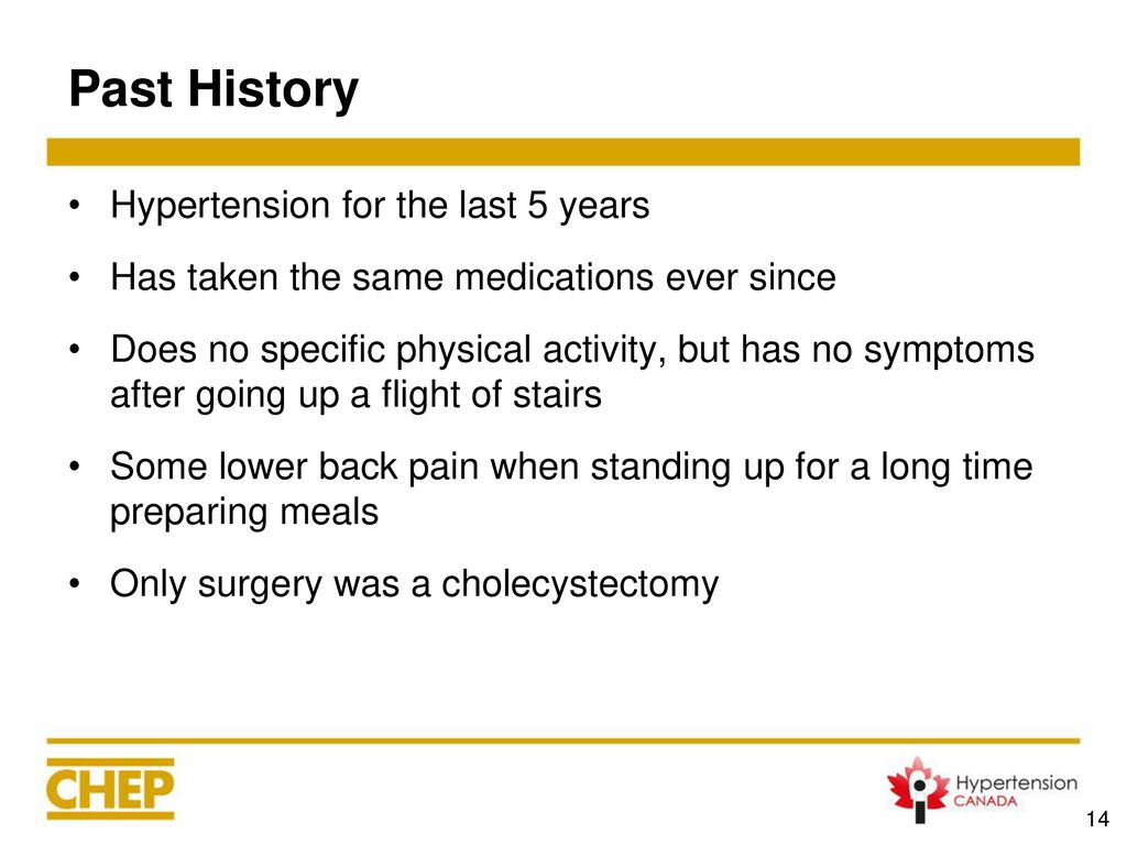 Past History Hypertension for the last 5 years