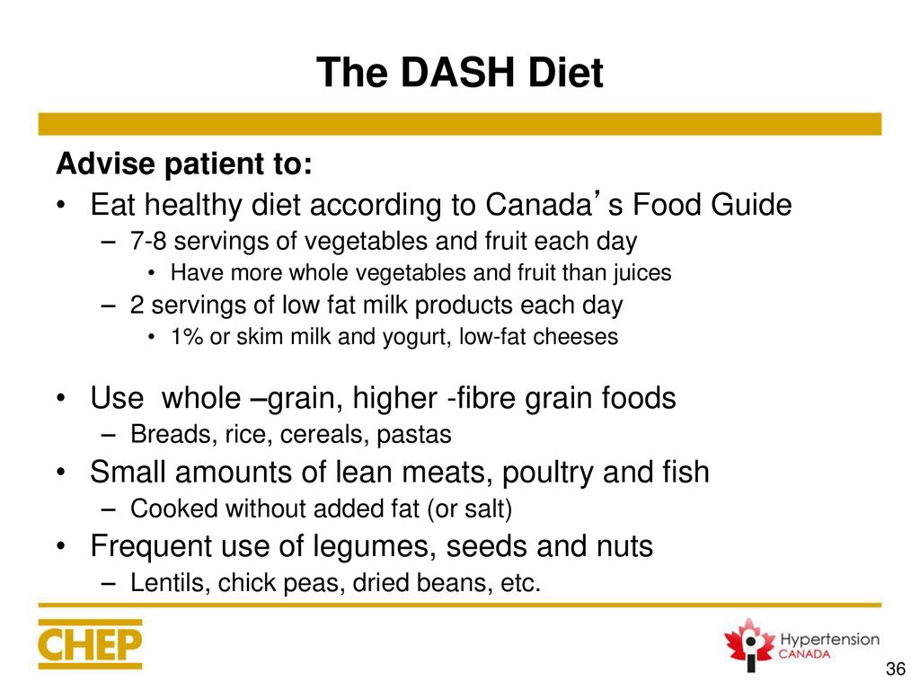 The DASH Diet Advise patient to: