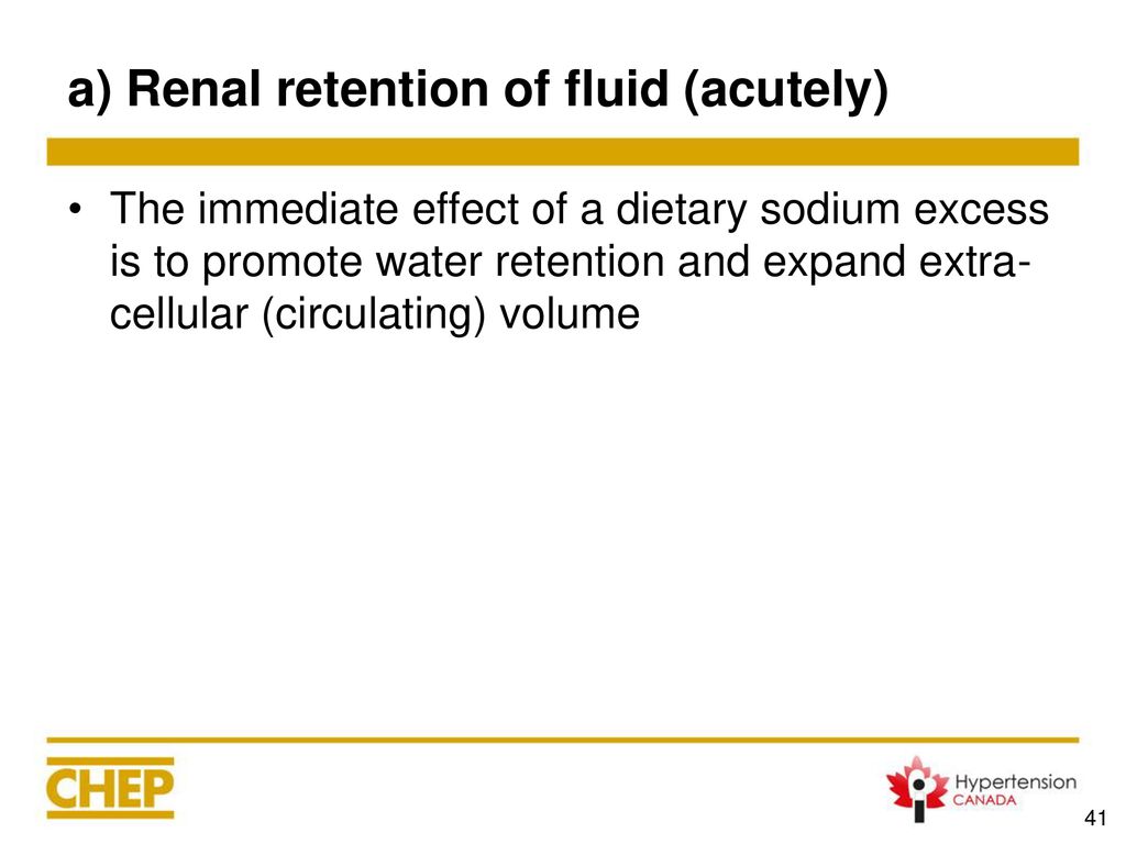 a) Renal retention of fluid (acutely)
