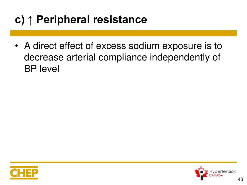 c) ↑ Peripheral resistance