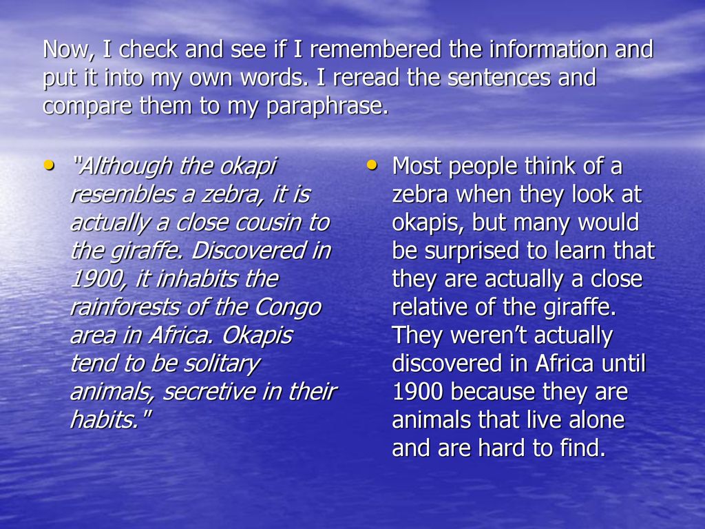 Putting it in your own words. - ppt download