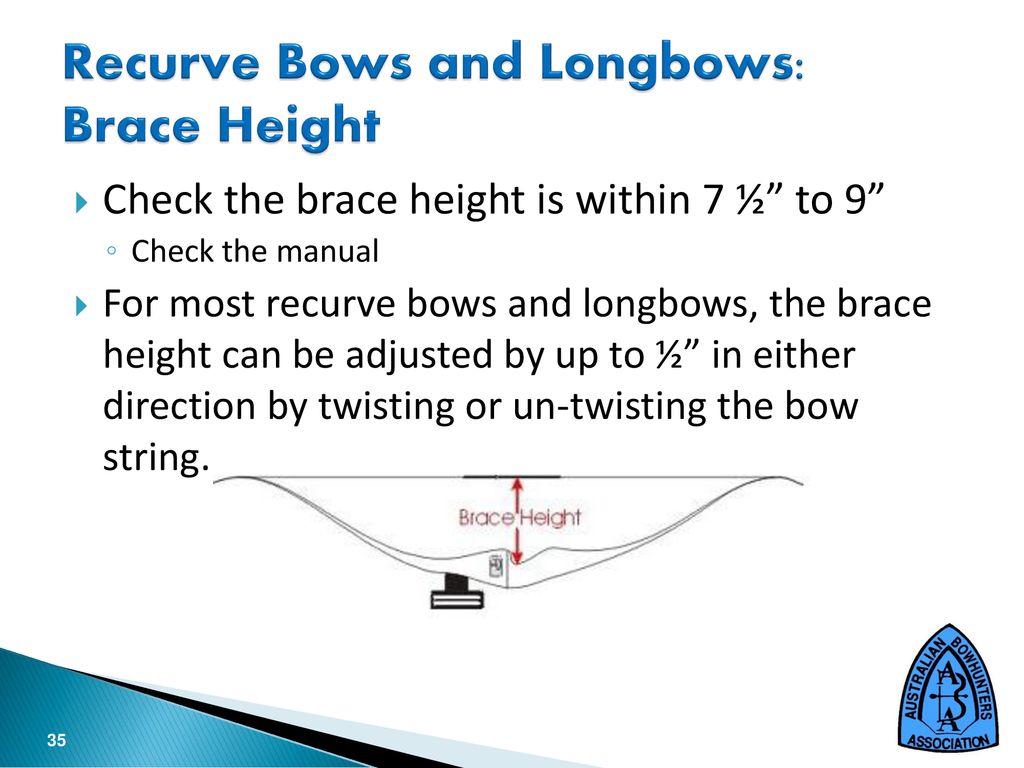 Recurve Bow Brace Height Chart