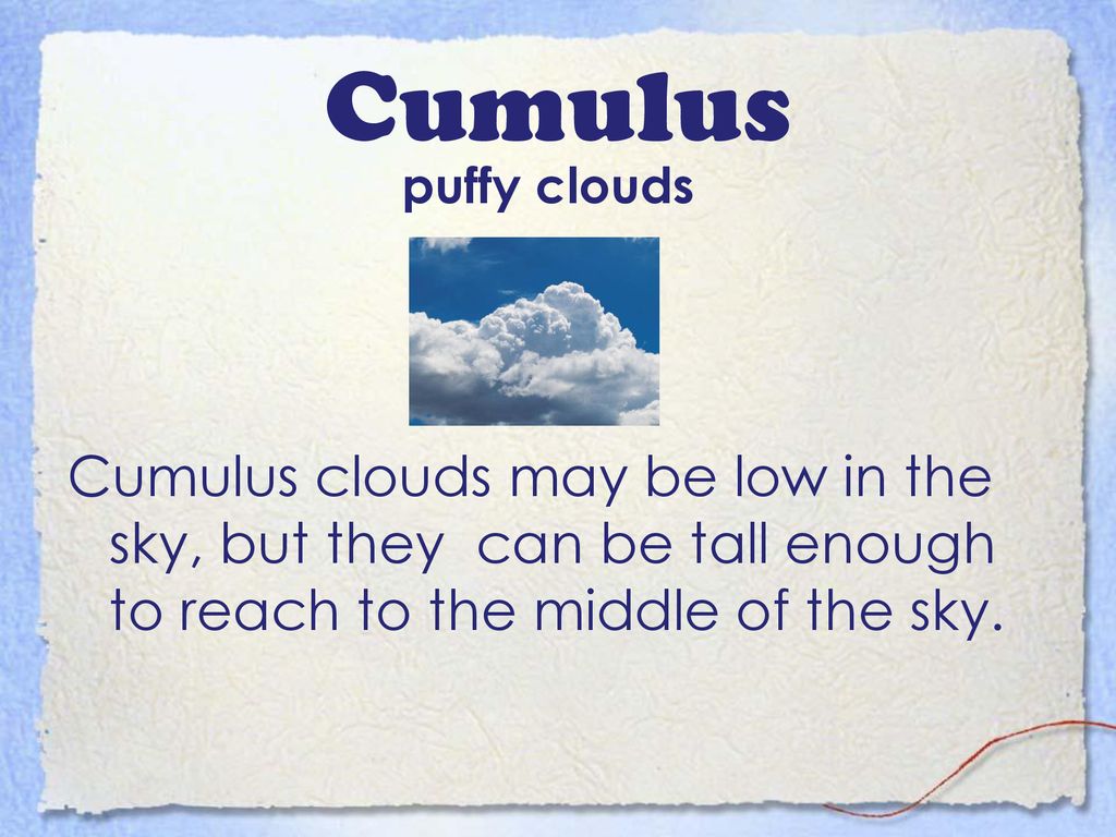 Cumulus puffy clouds.