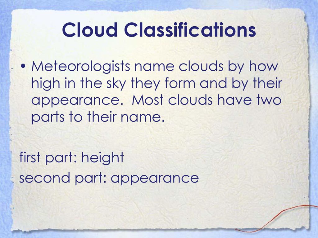 Cloud Classifications