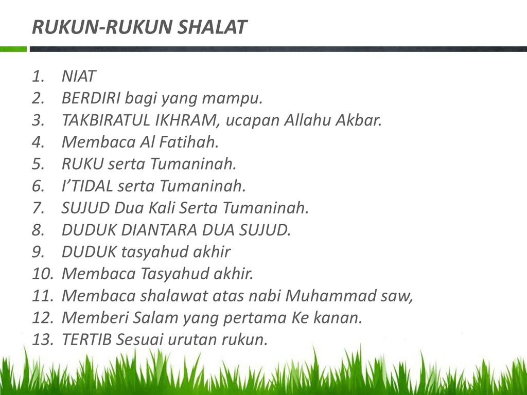 Penjelasan Rukun Shalat – Sinau